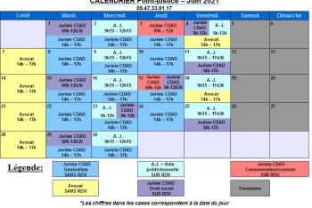 Calendrier de juin du Point-justice du Tribunal judiciaire de Bordeaux