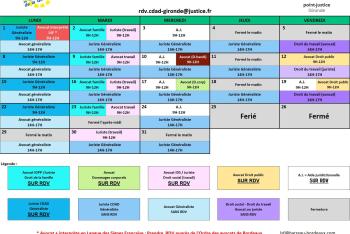 Calendrier des permanences du mois de Décembre 2025 du Point-justice du Tribunal judiciaire de Bordeaux !