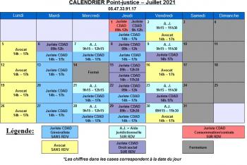 Calendrier de juillet du Point-justice du Tribunal judiciaire de Bordeaux